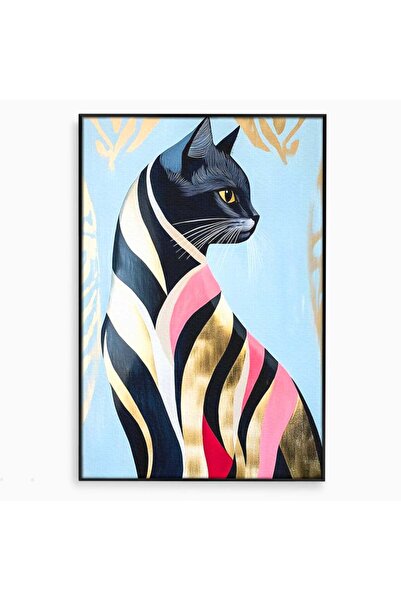 Luxcanva Tablou Canvas Felina Sofisticata 70x100 cm cu Rama Negru Felina Sofi...