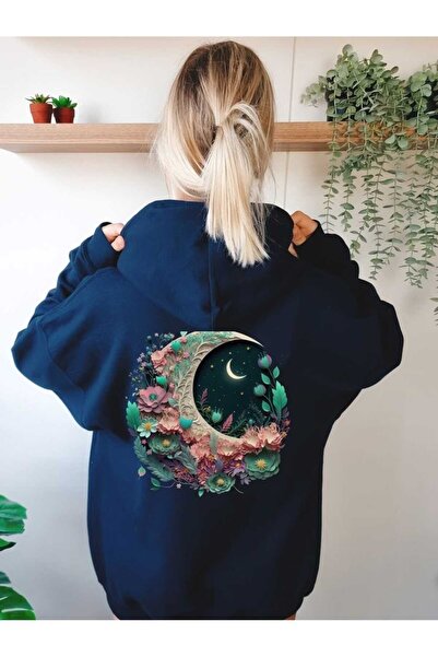 ZEMLİYA Modexa Unisex Hoody Navy Blue Relaxed Fit Hooded Kangaroo Pocket Thic...