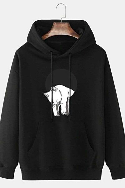 bellanova Unisex Black Hooded Oversize Sweatshirt Comfortable Fit Cotton with...
