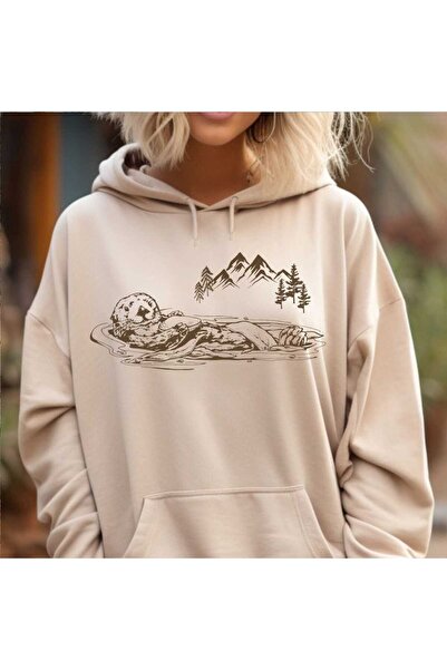 classy moda Unisex Beige Loose Cut Hooded Sweatshirt with Inner Pockets Warm ...