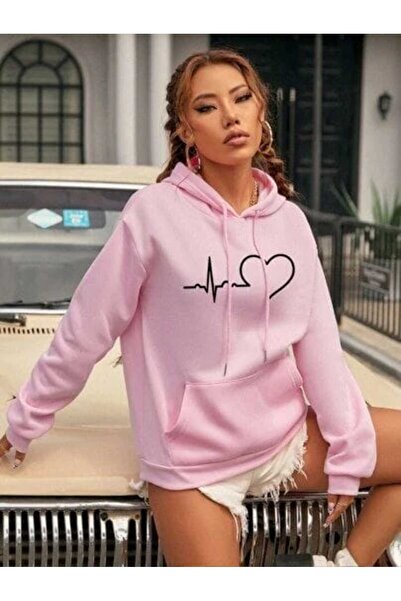 ZEMLİYA Modexa Unisex Hoody Pink Oversize Hooded Sweatshirt with Kangaroo Poc...