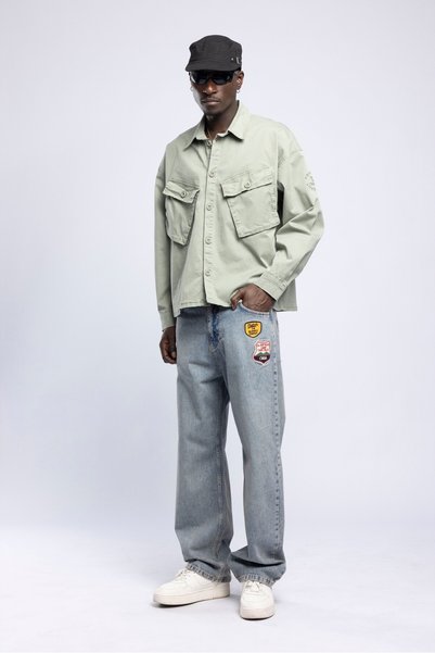 Catch Çift Cep Nakış Detaylı Oversize Utility Ceket