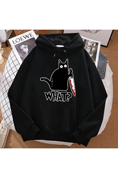 classy moda Unisex Black Streetwear Oversize Hooded Casual Cotton Sweatshirt ...