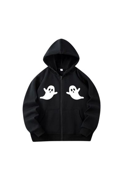 bellanova Unisex Black Kangaroo Pocket Thick Fabric Oversize Hooded Sweatshir...