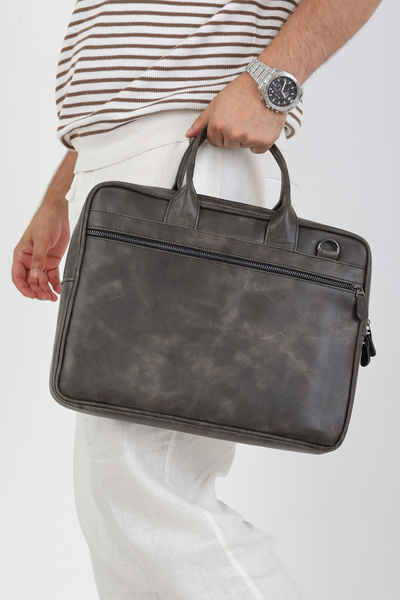 Latife Genuine Crazy Leather Handmade Laptop and Briefcase Bag - Calfskin Special Design - 15 Inches