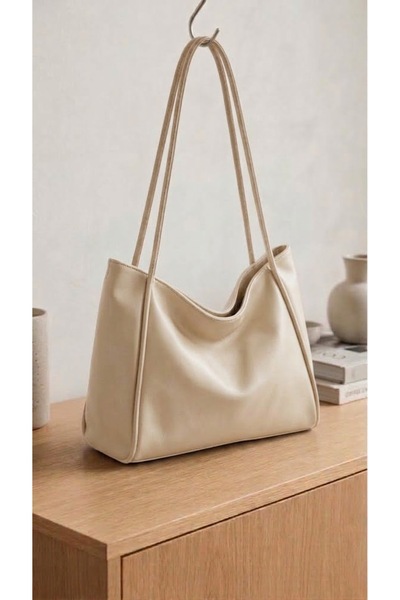 Lilivo Bags Noya Soft Model Zippered Women's Hand and Shoulder Bag Cream