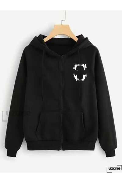 bellanova Unisex Black 3 Thread Threaded Oversize Hooded Sweatshirt Basic Com...