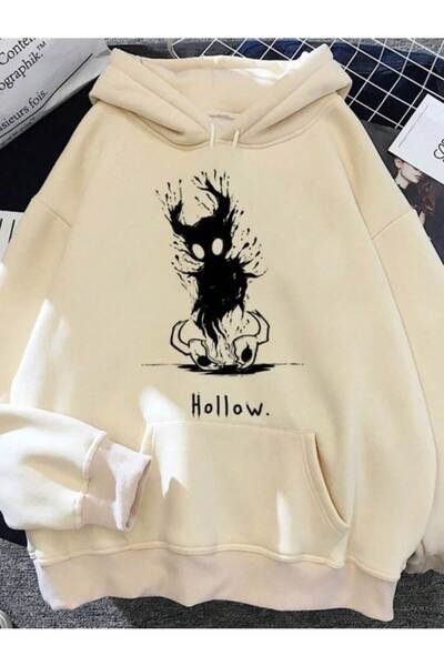 classy moda Unisex Beige Streetwear Oversize Hooded Casual Cotton Sweatshirt ...
