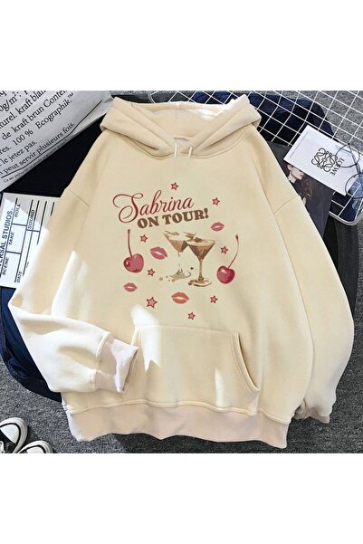 classy moda Unisex Beige Low Shoulder Oversize Hooded Casual Sweatshirt with ...