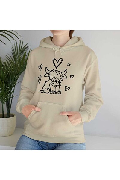 classy moda Unisex Beige Kangaroo Pocket Thick Fabric Oversize Hooded Sweatsh...