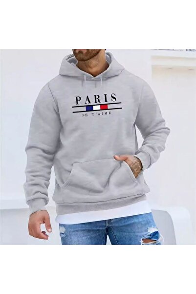 bellanova Unisex Γκρι φούτερ με κουκούλα, χοντρό ύφασμα, με τσέπη καγκουρό κα...