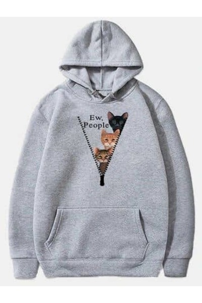 bellanova Unisex Gray Oversize Hooded Sweatshirt with Kangaroo Pocket, 3 Thre...