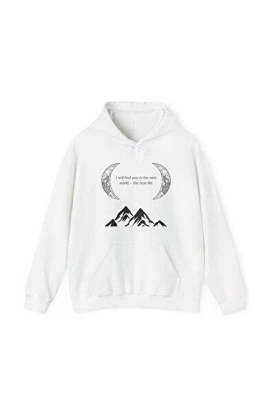 bellanova Unisex White 3 Thread Raster Oversize Hooded Sweatshirt Basic Comfo...
