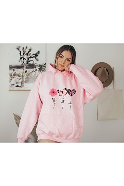 ZEMLİYA Modexa Unisex Hoody Pink Drop Shoulder Oversize Hooded Casual Sweatsh...