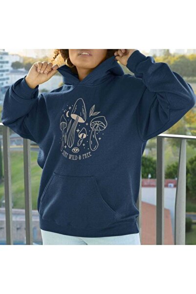 classy moda Unisex Navy Blue Streetwear Oversize Hooded Casual Cotton Sweatsh...