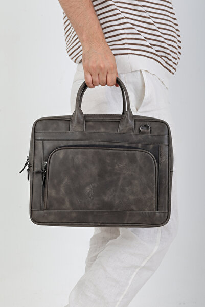 Latife Genuine Crazy Leather Handmade Laptop and Briefcase Bag - Calfskin Spe...
