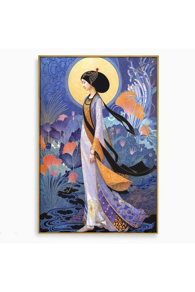 Luxcanva Tablou Canvas Regina Gradinii Lunare cm cu Rama Auriu Regina Gradini...