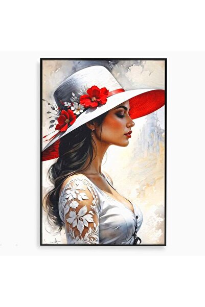 Luxcanva Tablou Canvas Profil de Epoca 70x100 cm cu Rama Negru Profil de Epoc...
