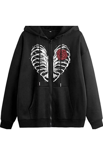bellanova Unisex Black Kangaroo Pocket Thick Fabric Oversize Hooded Sweatshir...