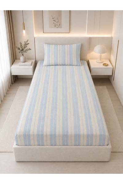 Tekstil Tek Kişilik Ranforce Lastikli Çarşaf Seti 100 x 200 +1 Yastık kılıfı 50x70