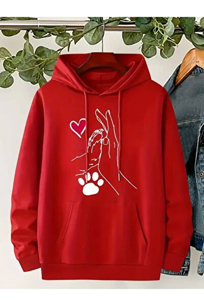 classy moda Unisex Κόκκινο Φούτερ με κουκούλα, χαλαρή εφαρμογή, τσέπη καγκουρ...