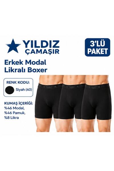 Yıldız Çamaşır Boxeri din Modal Lycra pentru bărbați (36-37-38-39-40-41-42) -...