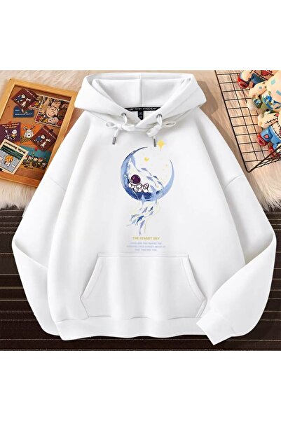 valeriae Unisex Λευκό Φούτερ με κουκούλα με 3 κλωστές, Βασική Άνετη Γραμμή