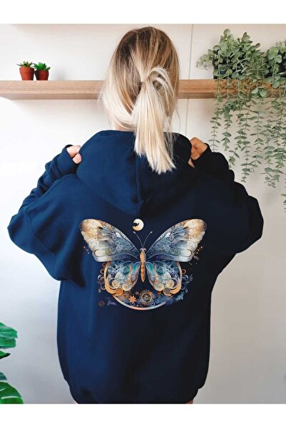 classy moda Unisex Navy Blue Oversize Hooded Sweatshirt with Kangaroo Pocket,...