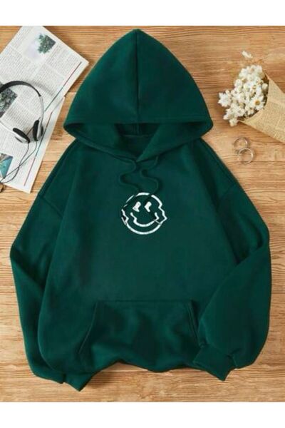 classy moda Unisex Green Hooded Oversize Sweatshirt Comfortable Fit Cotton wi...