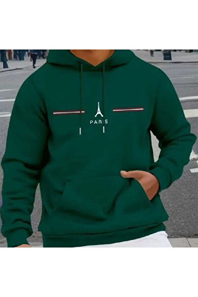 ZEMLİYA Modexa Unisex Hoody Green Loose Fit Hooded Sweatshirt with Inner Pock...