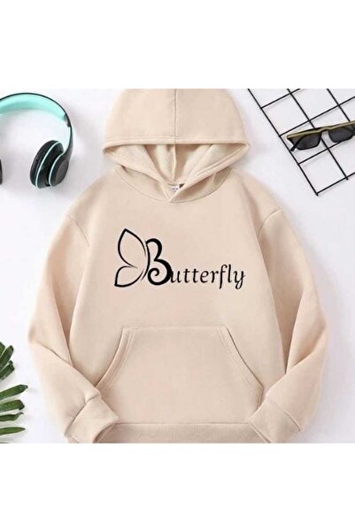 classy moda Unisex Beige Loose Cut Hooded Sweatshirt with Inner Pockets Warm ...