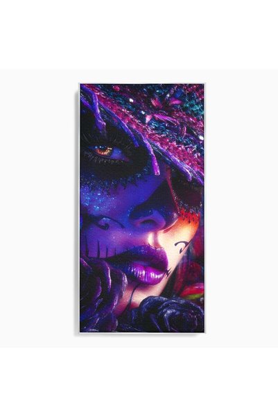Luxcanva Tablou Canvas Privirea care Vrajeste 60x120 cm cu Rama Argintiu Priv...