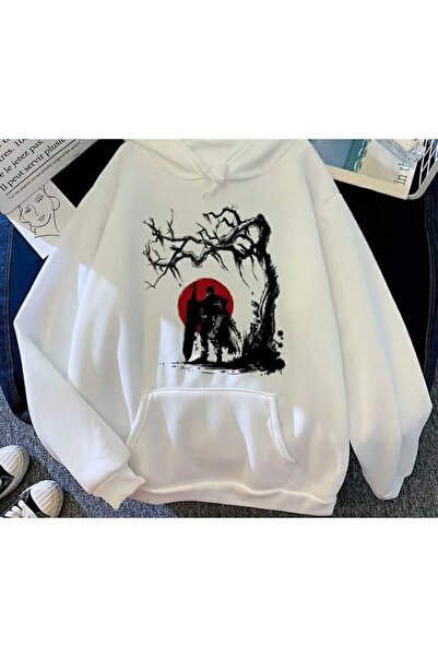 bellanova Unisex White 3 Thread Raster Oversize Hooded Sweatshirt Basic Comfo...