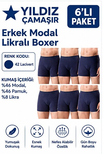 Yıldız Çamaşır Boxeri din Modal Lycra pentru bărbați (36-37-38-39-40-41-42) -...