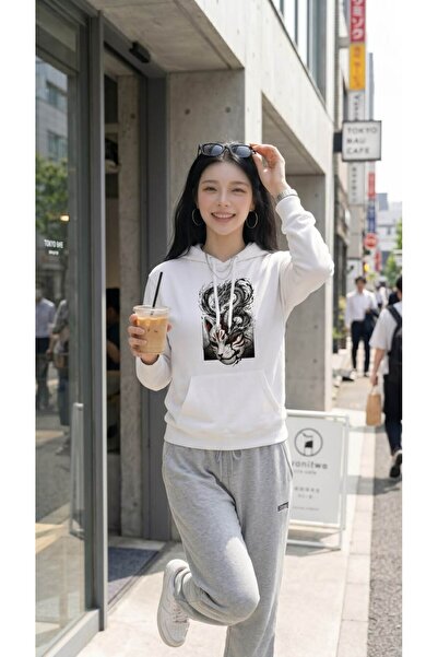 classy moda Unisex White Hooded Oversize Sweatshirt Comfortable Fit Cotton wi...