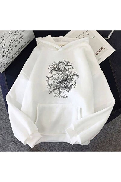 classy moda Unisex White Off-Shoulder Oversize Hooded Casual Sweatshirt with ...