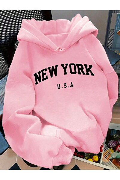 ZEMLİYA Modexa Unisex Hoody Pink Oversize Hooded Sweatshirt with Kangaroo Poc...