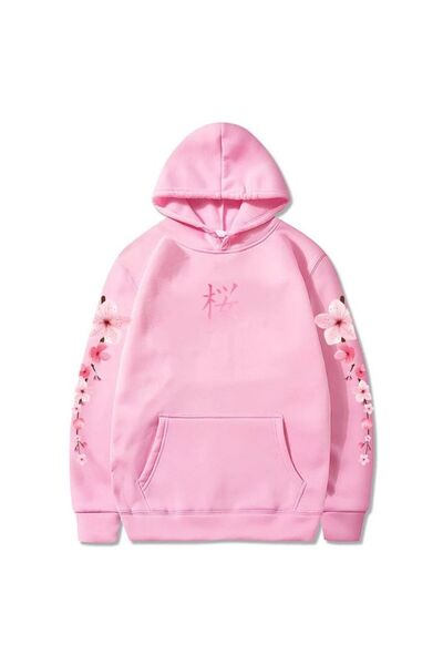 classy moda Unisex Pink Relaxed Fit Hooded Kangaroo Pocket Thick Sweatshirt