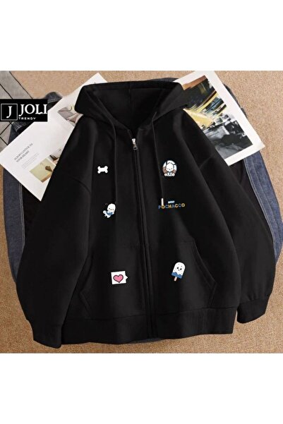 bellanova Unisex Black Hooded Oversize Sweatshirt Comfortable Fit Cotton with...