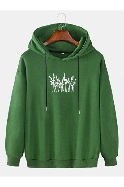classy moda Unisex Green Casual Cut Hooded Sweatshirt with Inner Pockets Warm...