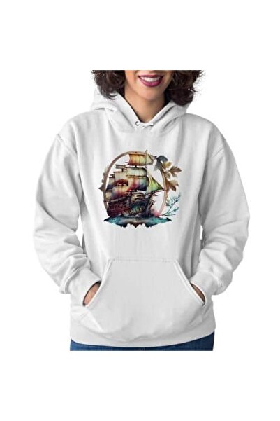 bellanova Unisex White Hooded Oversize Sweatshirt Comfortable Fit Cotton with...