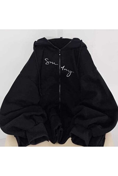 bellanova Unisex Black Off-Shoulder Oversize Hooded Casual Sweatshirt with Ka...