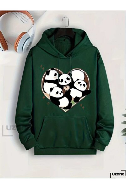 classy moda Unisex Πράσινο Φούτερ με Κουκούλα, Υπερμεγέθη, με Τσέπη Καγκουρό ...