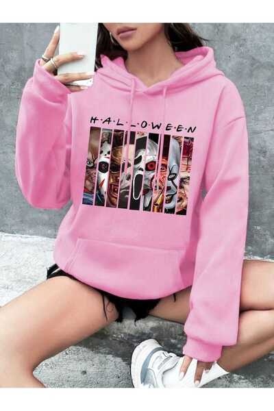 ZEMLİYA Modexa Unisex Hoody Pink Hooded Oversize Sweatshirt Comfortable Fit C...