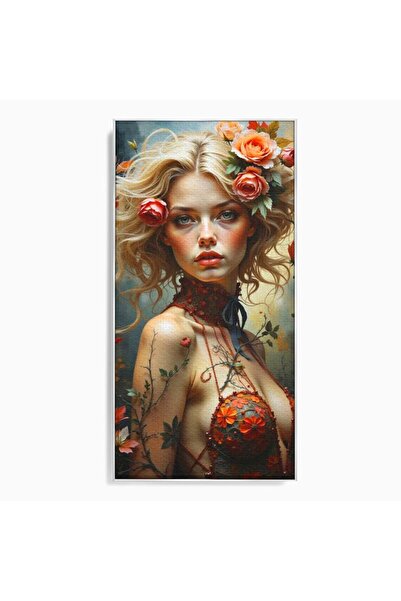 Luxcanva Tablou Canvas Femeia din Padure 60x120 cm cu Rama Argintiu Femeia di...