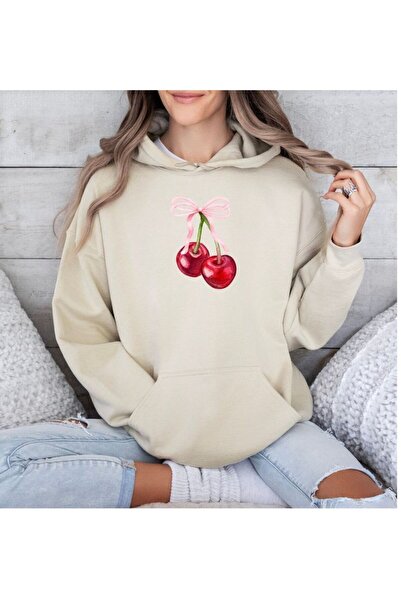 classy moda Unisex Μπεζ Φούτερ με κουκούλα, χαλαρή εφαρμογή, τσέπη καγκουρό κ...