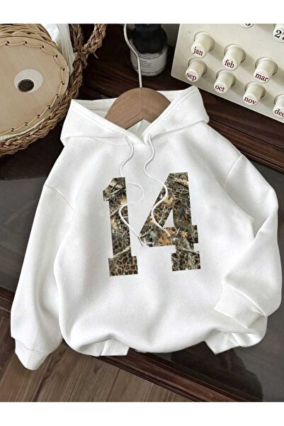 ZEMLİYA Modexa Unisex Hoody White Loose Fit Hooded Sweatshirt with Inner Pock...