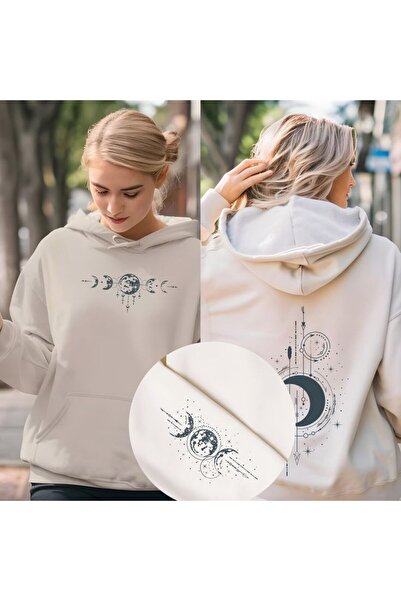 classy moda Unisex Beige Kangaroo Pocket Thick Fabric Oversize Hooded Sweatsh...