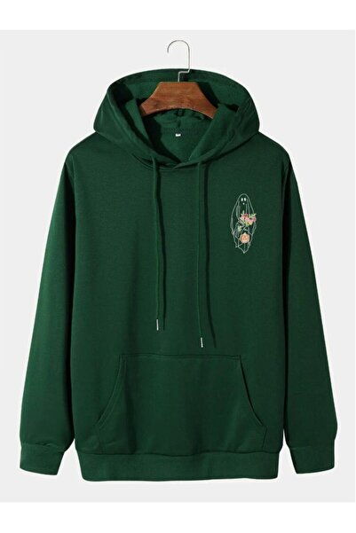 ZEMLİYA Modexa Unisex Hoody Green 3 Thread Threaded Oversize Hooded Sweatshir...