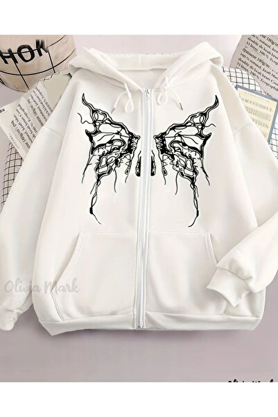 ZEMLİYA Modexa Unisex Hoody White Drop Shoulder Oversize Hooded Casual Sweats...